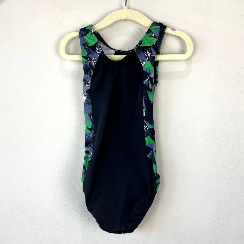 Snowflake Gymnastics Leotard Black Green S